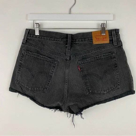 Levi’s Cut Off Denim Shorts Black size 30 - Picture 3 of 7